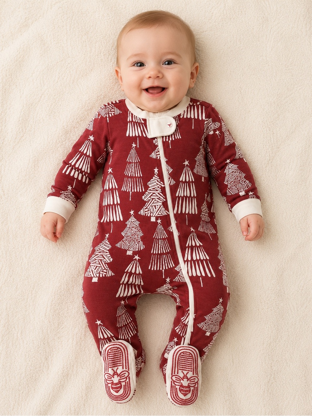 BURT’S BEES CHRISTMAS TREE SLEEP & PLAY - RED SIZE 0-3 MONTHS (NEW WITH TAGS) A2